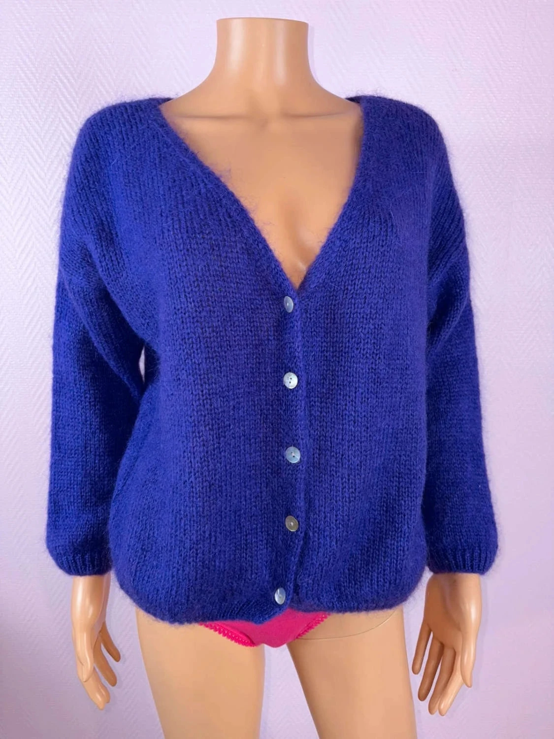 Gillet femme en laine mohair peu mis